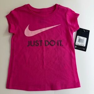 Nike Toddler Girls “Just Do It” Swoosh Tee Dark Hyper Pink 2T NWT